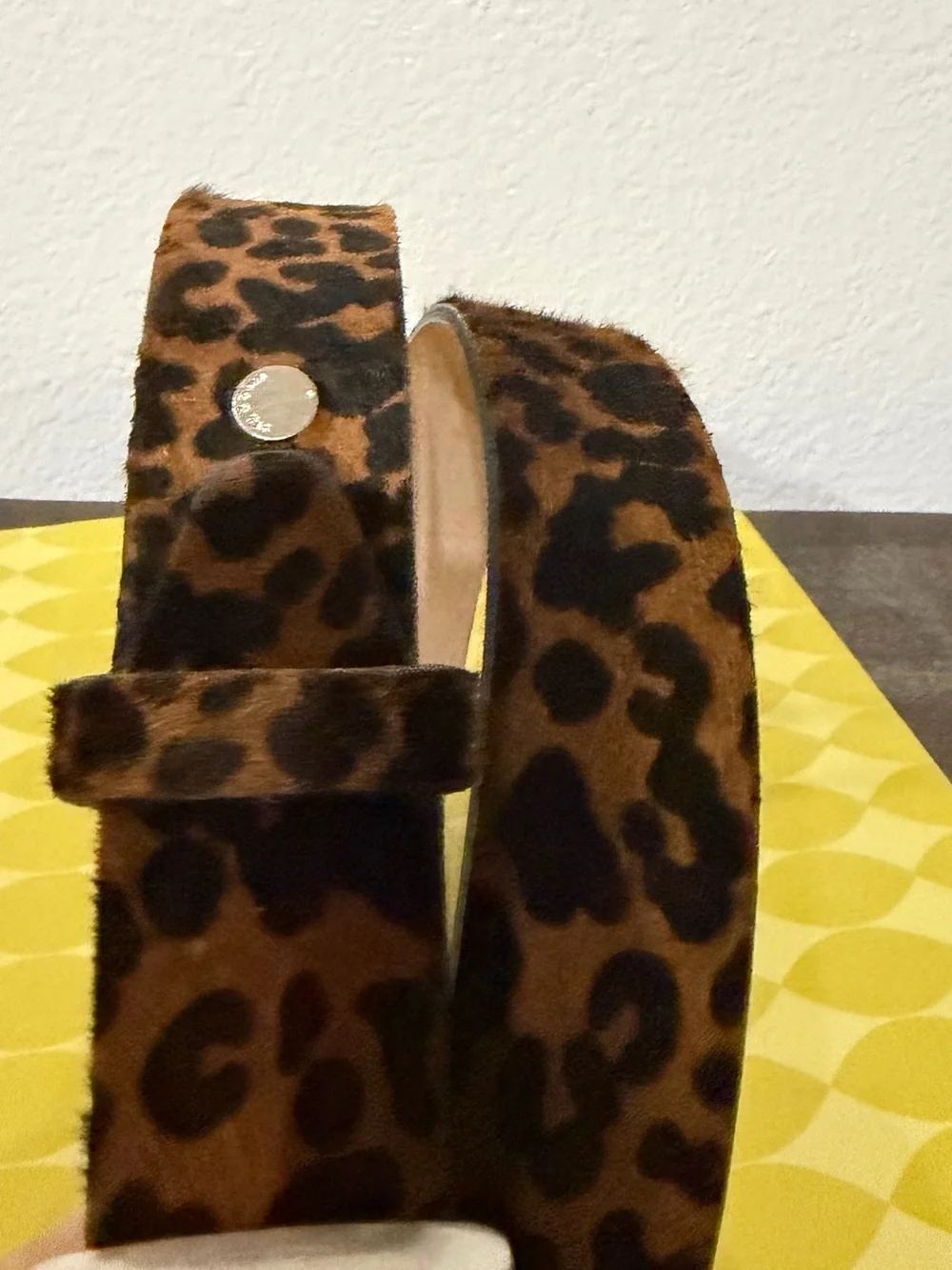 Rag & Bone Leopard Print Haircalf Belt with Silver Buckle Sz S